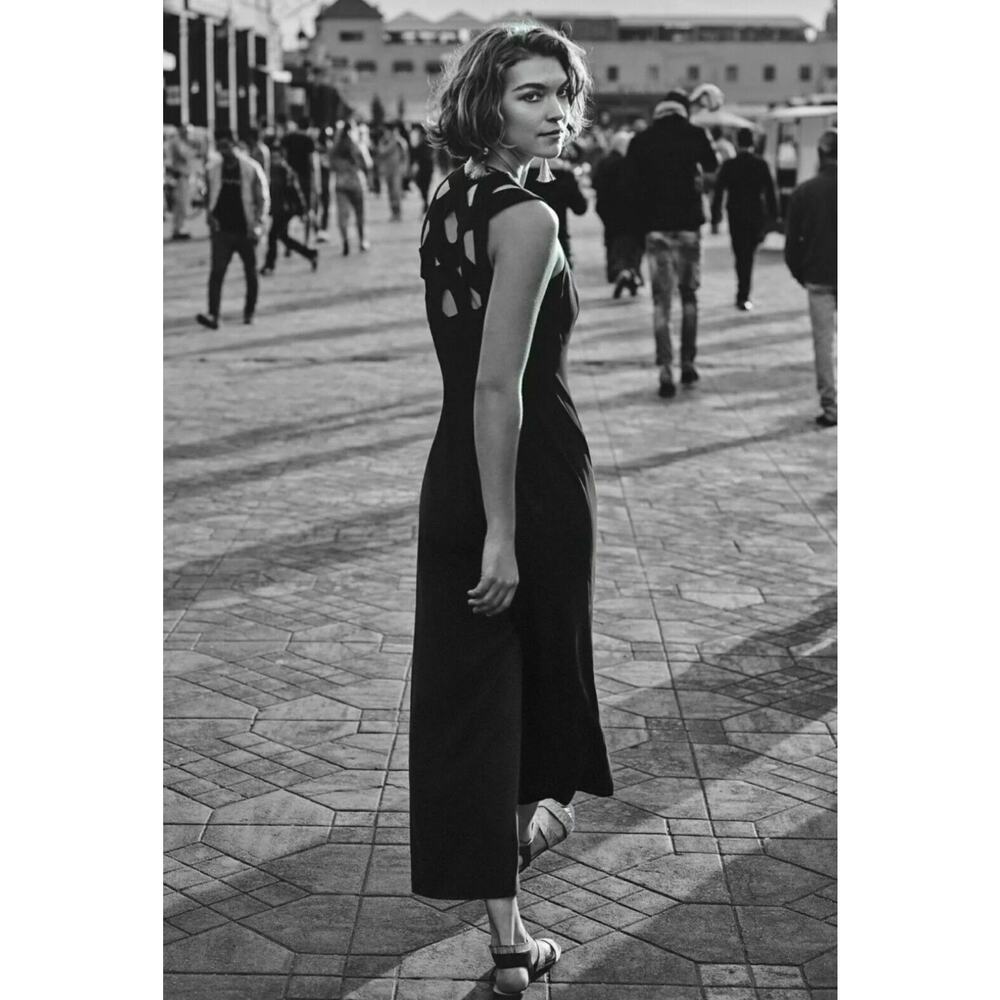 HD In Paris Anthropologie Black Wide Leg Jumpsuit